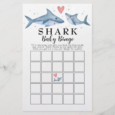 Shark Baby Shower Baby Bingo Game Card Flyer
