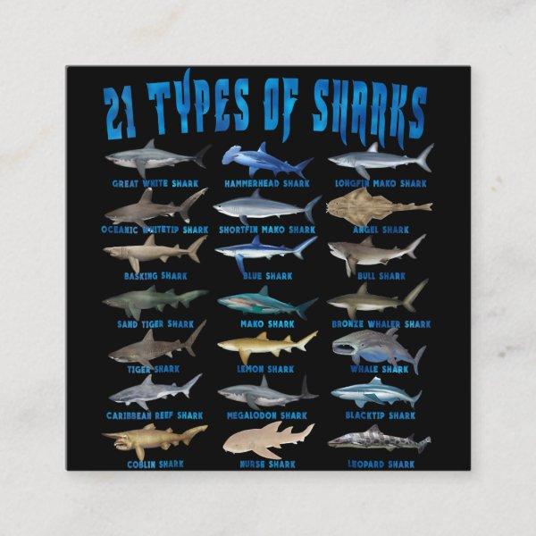 Shark Lovers 21 Types Of Sharks Ocean Animal Square