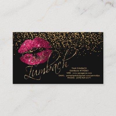 Sharp Gold Confetti & Hot Pink Lips