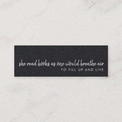 She Reads Books | Modern Black Mini  Bookmark Card