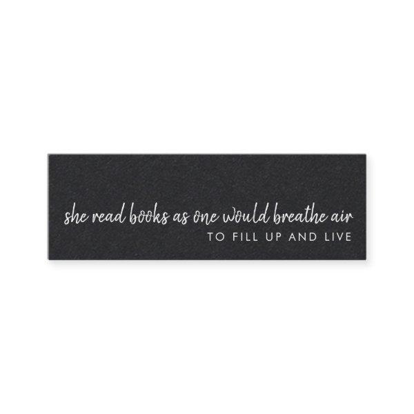 She Reads Books | Modern Black Mini  Bookmark Card
