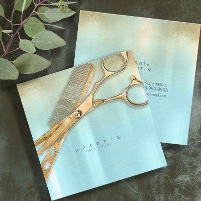 Sheen and Shears Hair Stylist Gold/Teal Sq ID814 Square