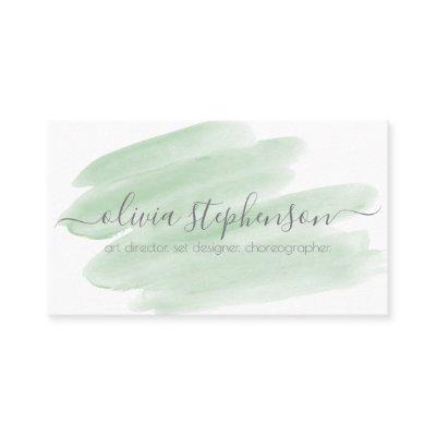 Sheer Sage Green Watercolor Swash