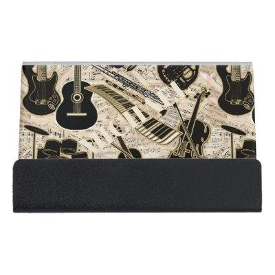 Sheet Music and Instruments Black/Gold ID481 Desk  Holder