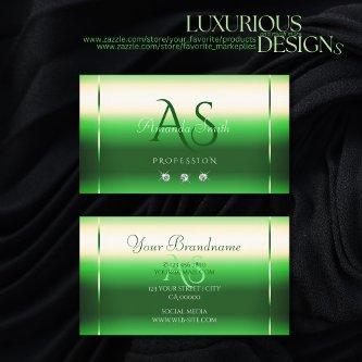 Shimmering Grass Green Sparkle Diamonds Initials