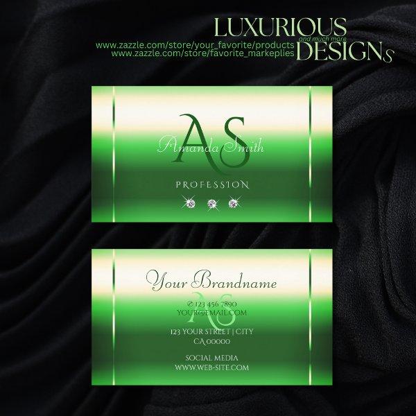 Shimmering Grass Green Sparkle Diamonds Initials