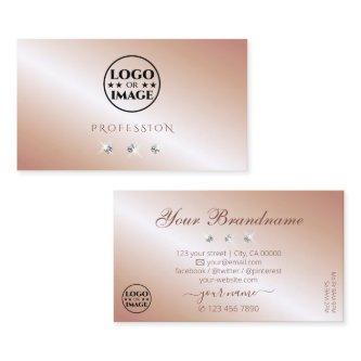 Shimmering Rose Gold Sparkling Diamonds with Logo