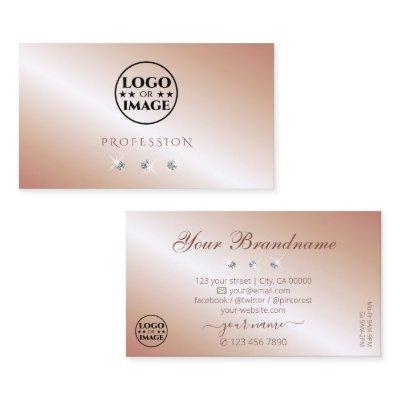 Shimmering Rose Gold Sparkling Diamonds with Logo
