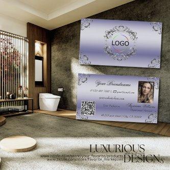 Shimmery Blue Silver Decor Logo Photo and QR Code