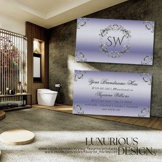 Shimmery Blue Silver Decor with Monogram Sumptuous
