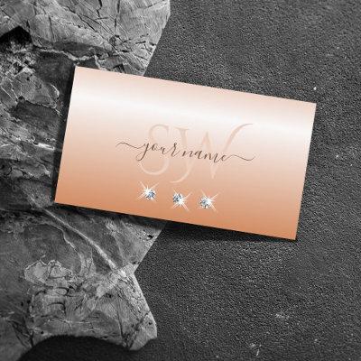 Shimmery Coral Ombre Sparkling Diamonds Initials