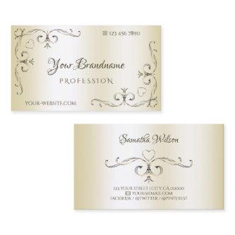 Shimmery Cream Ornate Corner Borders Ornamental