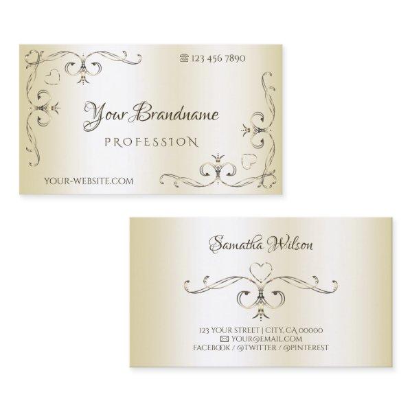 Shimmery Cream Ornate Corner Borders Ornamental