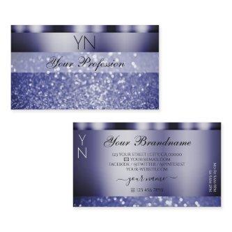 Shimmery Dark Blue Sparkling Glitter with Monogram