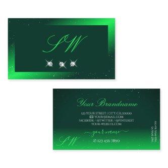 Shimmery Emerald Green Sparkling Diamonds Monogram
