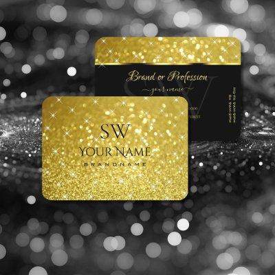 Shimmery Gold Glitter Sparkling Stars and Monogram