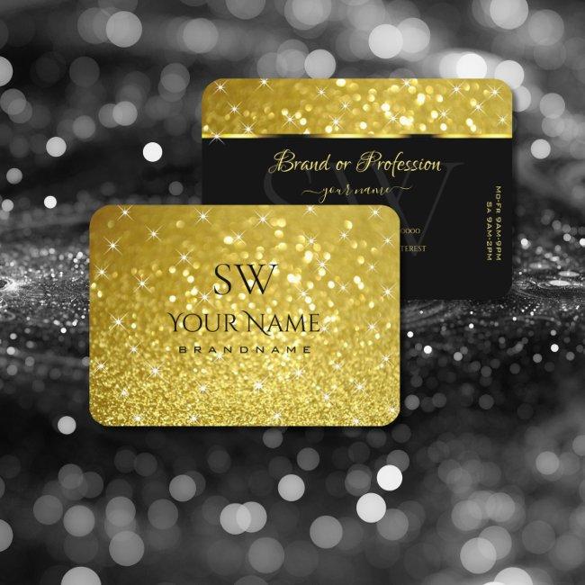 Shimmery Gold Glitter Sparkling Stars and Monogram