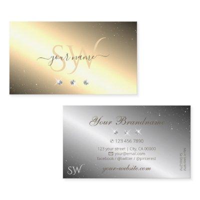 Shimmery Golden Silver Sparkling Diamonds Initials