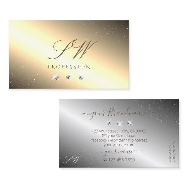 Shimmery Golden Silver Sparkling Diamonds Monogram