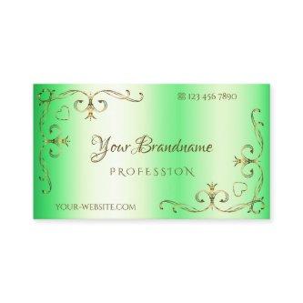 Shimmery Green with Gold Ornate Corner Borders