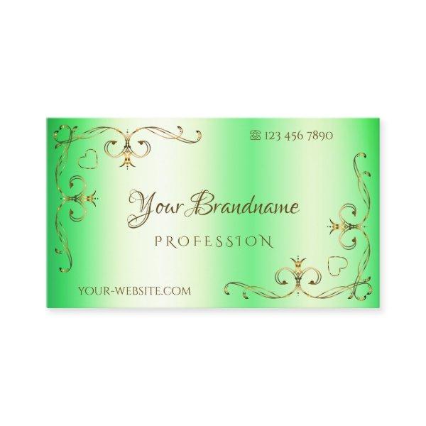 Shimmery Green with Gold Ornate Corner Borders