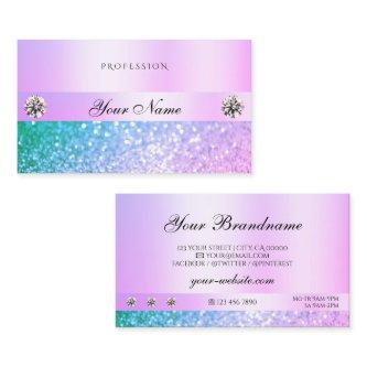 Shimmery Light Pink Teal Glitter Diamonds Pastel