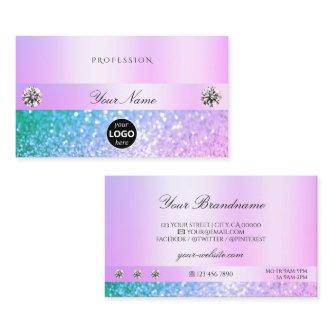 Shimmery Light Pink Teal Glitter with Logo Pastel