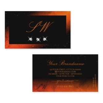 Shimmery Orange Black Sparkling Diamonds Monogram