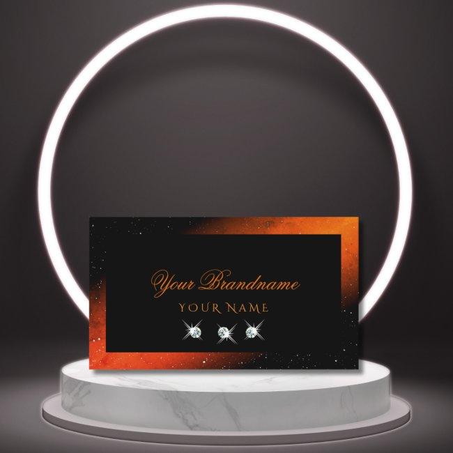 Shimmery Orange Black Sparkling Diamonds Stylish
