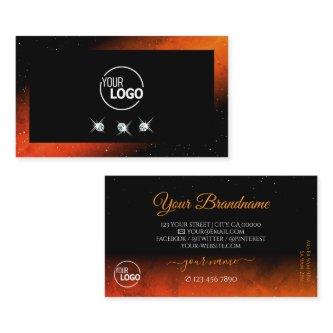 Shimmery Orange Black Sparkling Diamonds with Logo
