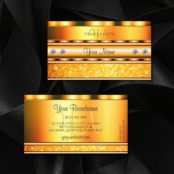 Shimmery Orange Sparkling Glitter Stars Monogram