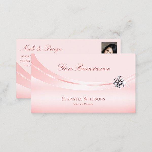 Shimmery Pastel Pink with Photo and Diamond Modern
