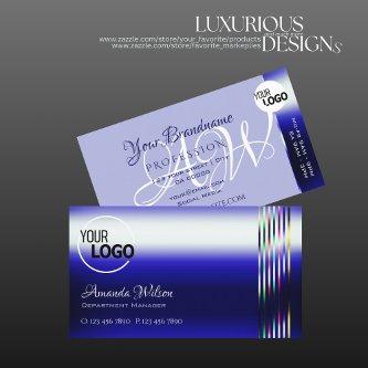 Shimmery Royal Blue and Colorful Stripes add Logo