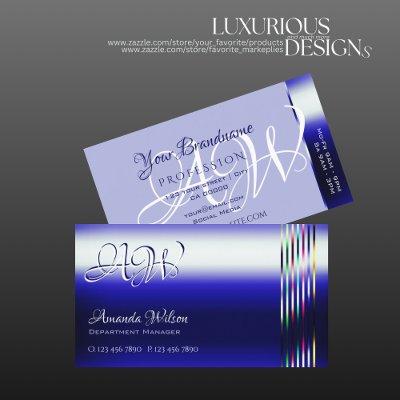 Shimmery Royal Blue Colorful Stripes and Monogram