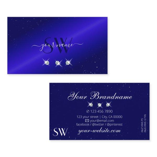 Shimmery Royal Blue Sparkling Diamonds Initials