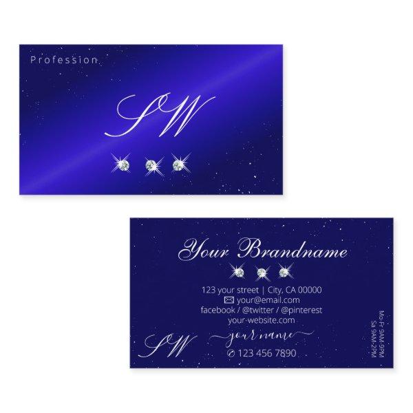 Shimmery Royal Blue Sparkling Diamonds Monogram