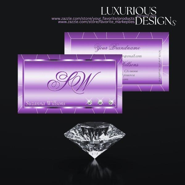 Shimmery Royal Purple with Diamonds and Monogram
