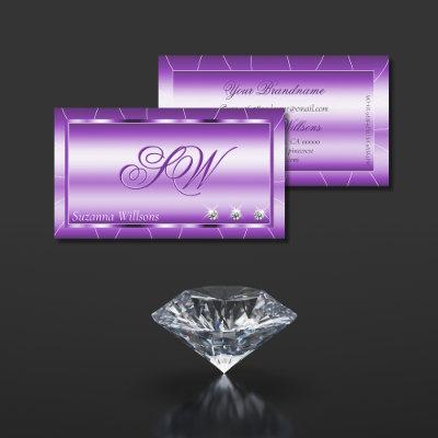 Shimmery Royal Purple with Diamonds and Monogram