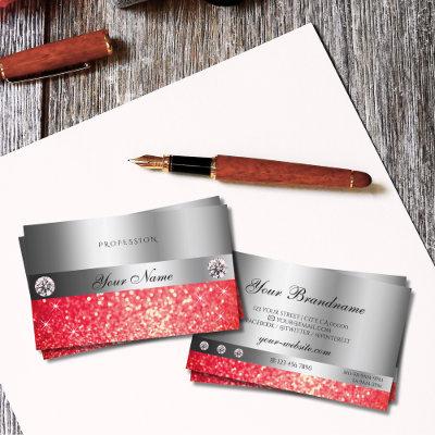Shimmery Silver Sparkle Ruby Red Glitter Diamonds