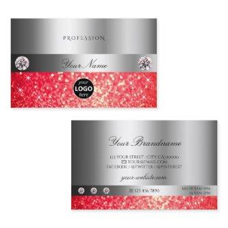 Shimmery Silver Sparkle Ruby Red Glitter with Logo