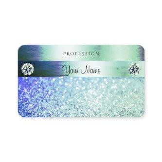 Shimmery Teal Blue Glitter Sparkle Stars Diamonds