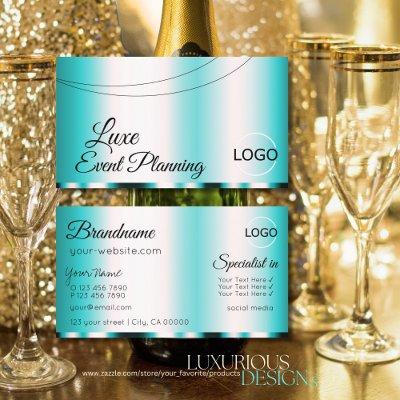 Shimmery Teal Glamorous with Logo Stylish Elegant
