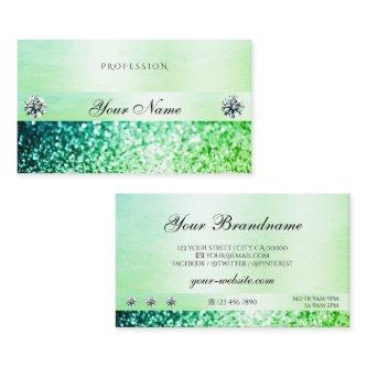 Shimmery Teal Green Glitter Diamonds Professional