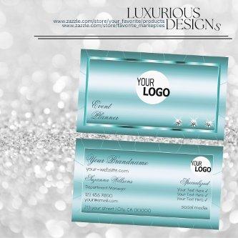 Shimmery Teal with Diamonds and Logo Professional