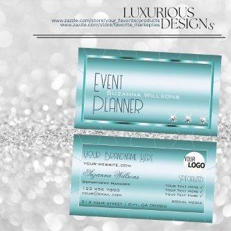 Shimmery Teal with Diamonds and Logo Stylish