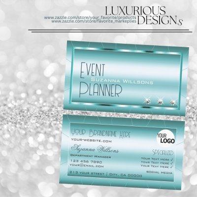Shimmery Teal with Diamonds and Logo Stylish
