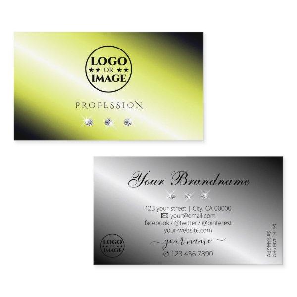 Shimmery Yellow Silver Sparkling Diamonds Add Logo