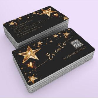Shiny Crystal Gold Stars on Black Event Planning