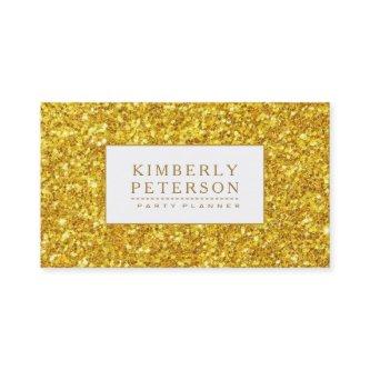 Shiny Gold Glitter White Accent