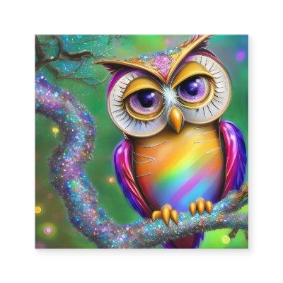 Shiny Smooth Glass Look for Owl Square